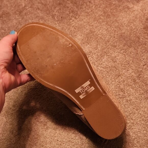 Toms Women's "Leila" Tan Suede Embossed Oxford Ankle Boots Size 10 - Picture 8 of 11